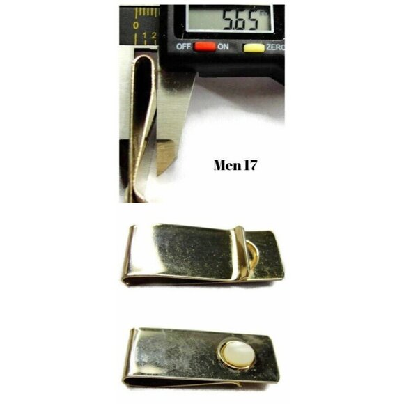 Money Clip Classic Mother Of Pearl Gold T Wallet Cash ID Credit Card Holder Vtg - Picture 11 of 11